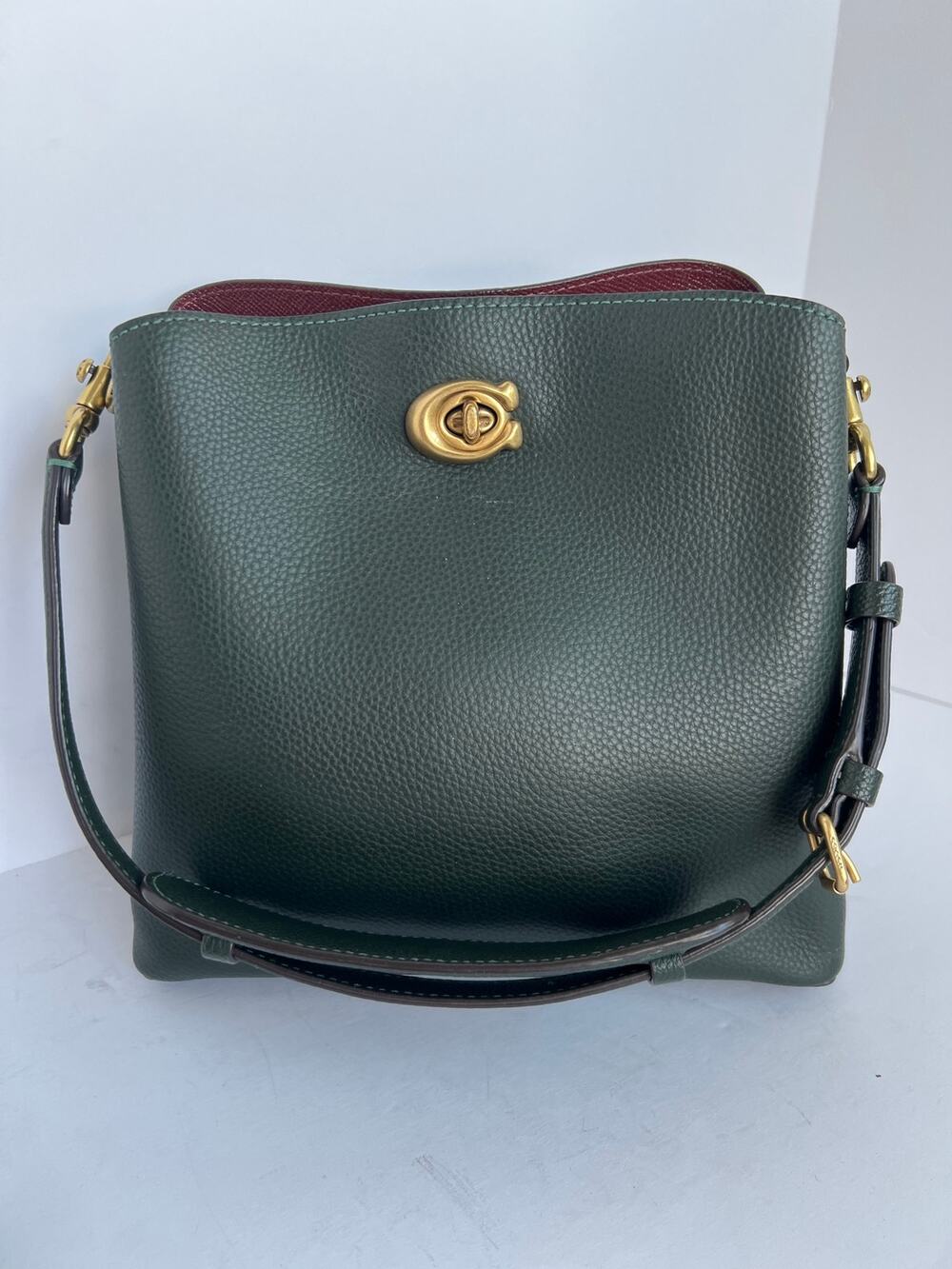 Coach Willow Bucket Bag Amazon Green Pebbled Leather Crossbody Shoulder Purse